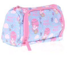 Kaukko Nature Plump Mavi-Pembe Bölmeli Çift Gözlü Cüzdan Kalemlik