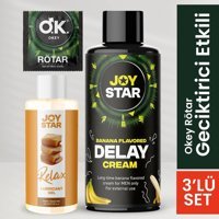 Okey Rötar Geciktiricili Prezervatif Tekli+Joystar Muz Aromalı Geciktiricili Krem+Karamel Kayganlaştırıcı Jel