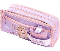 Heamor Kawaii Strawberry Tavşanlı Mor Bölmeli 3 Gözlü Cüzdan Kalemlik