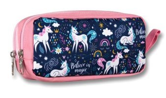 Cennec Unicorn Lacivert-Pembe Bölmeli Çift Gözlü Cüzdan Kalemlik