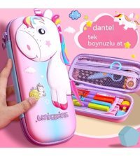 Haiyaao Unicorn Pembe Bölmeli Çift Gözlü Kalemlik
