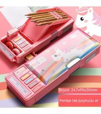Happyplanet Pembe Bölmeli Çift Gözlü Kalemlik