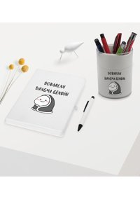 Bk Model 2 Sloganlı Beyaz Tek Gözlü Kalemlik