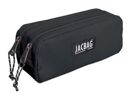 Jacbag Dual Pouch Siyah Bölmeli Düz Çift Gözlü Cüzdan Kalemlik