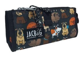 Jacbag Twin Köpek Desenli Siyah Bölmeli Katlanabilir Çift Gözlü Cüzdan Kalemlik