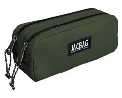 Jacbag Jac-08 Yeşil Bölmeli Düz Çift Gözlü Cüzdan Kalemlik