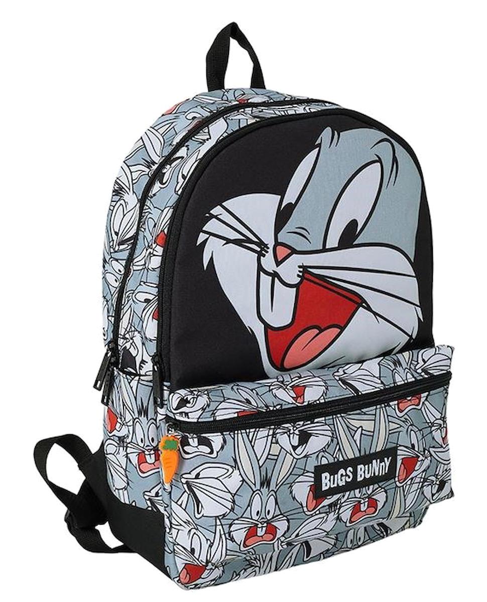 OBM 2140 Bugs Bunny Looney Tunes 4 Gözlü Gri İlkokul Unisex Sırt Çantası