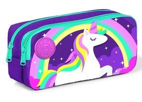 Yaygan Unicorn Mor Bölmeli Çift Gözlü Cüzdan Kalemlik