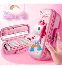 Happyplanet Unicorn Pembe Bölmeli Çift Gözlü Kalemlik
