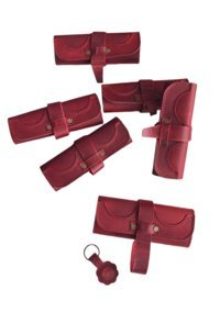 Lnleather Kırmızı Katlanabilir Tek Gözlü Rulo Kalemlik