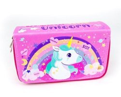 Onesize Unicorn Beyaz Bölmeli Katlanabilir 3 Gözlü Cüzdan Kalemlik