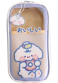 Heamor Kawaii Mor Şeffaf Tek Gözlü Cüzdan Kalemlik
