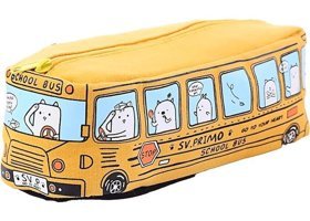 Heamor Kawaii Okul Otobüsü Sarı Otobüs Tek Gözlü Cüzdan Kalemlik