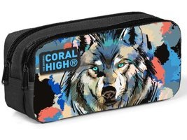 Coral High Siyah-Mavi Bölmeli Çift Gözlü Cüzdan Kalemlik