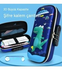 Happyplanet Dinozor Lacivert Bölmeli Çift Gözlü Kalemlik