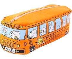 Heamor Kawaii Okul Otobüsü Turuncu Otobüs Tek Gözlü Cüzdan Kalemlik