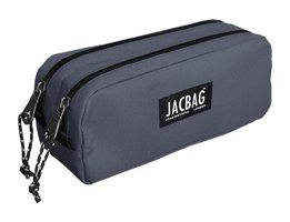 Jacbag Dual Pouch Gri Bölmeli Düz Çift Gözlü Cüzdan Kalemlik