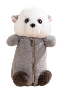 Magideal Beyaz Peluş Tek Gözlü Cüzdan Kalemlik