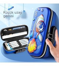 Happyplanet Roket Mavi Bölmeli Çift Gözlü Kalemlik