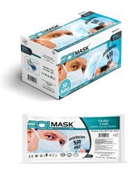 Polmask Tek Kullanımlık 3 Katlı Lastikli Telli 200'lü Yetişkin Ultrasonik Maske Siyah