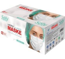 Soly Care Tek Kullanımlık 3 Katlı Lastikli Telli 100'lü Çocuk Ultrasonik Maske Beyaz