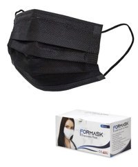 Formask Tek Kullanımlık 3 Katlı Lastikli Telli 200'lü Yetişkin Ultrasonik Cerrahi Maske Siyah
