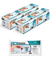 Polmask Tek Kullanımlık 3 Katlı Lastikli Telli 50'li Yetişkin Ultrasonik Maske Sarı