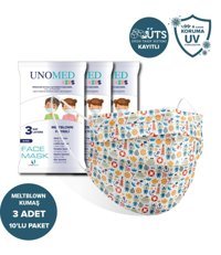 Unomed Tek Kullanımlık 3 Katlı Lastikli Telli 100'lü Çocuk Ultrasonik Cerrahi Maske Mor
