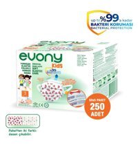 Evony Tek Kullanımlık 3 Katlı Lastikli Telli 250'li Çocuk Maske Kırmızı