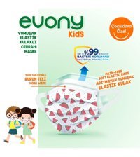 Evony Tek Kullanımlık 3 Katlı Lastikli Telli 160'lı Çocuk Maske Beyaz