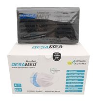 Desamed Tek Kullanımlık 4 Katlı Lastikli Telli 50'li Yetişkin Ultrasonik Maske Siyah
