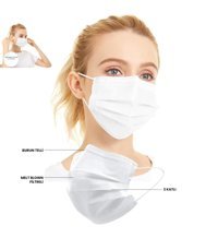 Non Germ Tek Kullanımlık 3 Katlı Lastikli Telli 100'lü Yetişkin Ultrasonik Cerrahi Maske