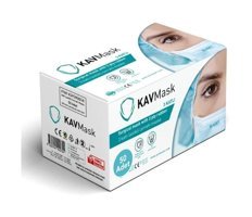 Kavmask Tek Kullanımlık 3 Katlı Lastikli Telli 50'li Yetişkin Ultrasonik Maske Mavi