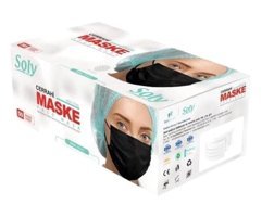 Soly Care Tek Kullanımlık 3 Katlı Lastikli Telli 200'lü Yetişkin Ultrasonik Maske Pembe