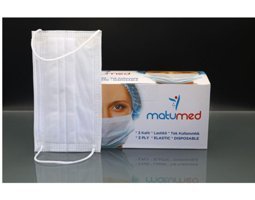 Matumed Tek Kullanımlık 3 Katlı Lastikli Telli 150'li Yetişkin Ultrasonik Maske Beyaz