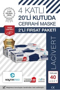 Saytekmed Tek Kullanımlık 3 Katlı Lastikli Telli 100'lü Yetişkin Ultrasonik Maske Yeşil