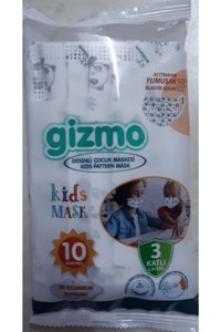 Gizmo Tek Kullanımlık 3 Katlı Lastikli Telli 10'lu Çocuk Ultrasonik Maske Beyaz