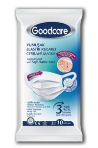 Goodcare Tek Kullanımlık 3 Katlı Lastikli Telli 480'li Yetişkin Ultrasonik Maske Beyaz