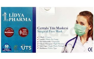 Lidya Tek Kullanımlık 3 Katlı Lastikli Telli 50'li Yetişkin Cerrahi Maske