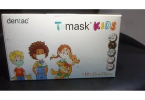 Dentac Tek Kullanımlık 3 Katlı Lastikli Telli 50'li Çocuk Cerrahi Maske Beyaz