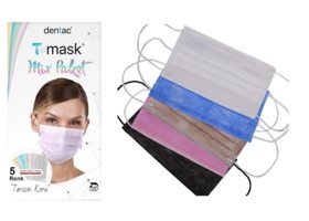 Dentac Tek Kullanımlık 3 Katlı Lastikli Telli 10'lu Yetişkin Maske Çok Renkli