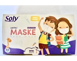 Soly Care Tek Kullanımlık 3 Katlı Lastikli Telli 200'lü Yetişkin Ultrasonik Maske