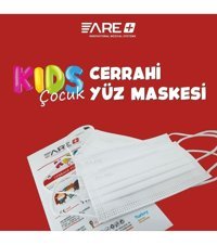 Are Tek Kullanımlık 3 Katlı Lastikli Telli 200'lü Çocuk Cerrahi Maske Beyaz