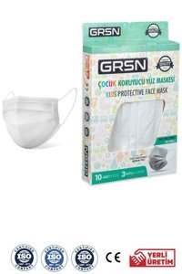 Grsn Tek Kullanımlık 3 Katlı Lastikli Telli 100'lü Çocuk Maske Beyaz