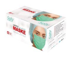 Sof Tek Kullanımlık 3 Katlı Lastikli Telli 50'li Yetişkin Cerrahi Maske Siyah