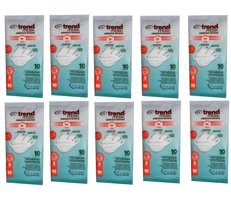 Trendmask Tek Kullanımlık 3 Katlı Lastikli Telli 50'li Yetişkin Ultrasonik Maske Beyaz