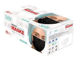 Soly Care Tek Kullanımlık 3 Katlı Lastikli Telli 250'li Yetişkin Ultrasonik Cerrahi Maske