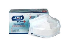 Dr. Lory Tek Kullanımlık 3 Katlı Lastikli Telli 50'li Yetişkin Cerrahi Maske