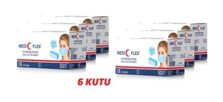 Mediflex Tek Kullanımlık 3 Katlı Lastikli Telli 300'lü Yetişkin Cerrahi Maske