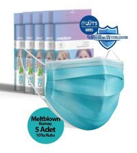 Medizer Tek Kullanımlık 3 Katlı Lastikli Telli 50'li Çocuk Ultrasonik Cerrahi Maske Turkuaz